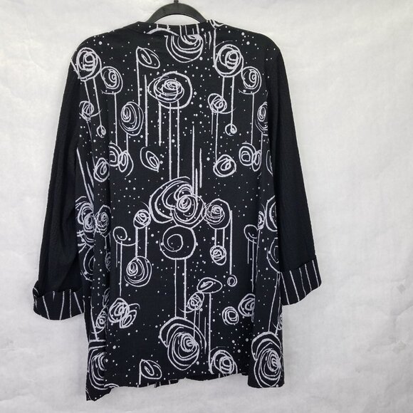 Ali Miles Woven Jacquard Button Front Jacket Women's 1X Black Red Artsy Blouse - Picture 7 of 12